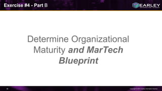 Copyright © 2016 Earley Information Science56
Exercise #4 - Part B
Determine Organizational
Maturity and MarTech
Blueprint
 