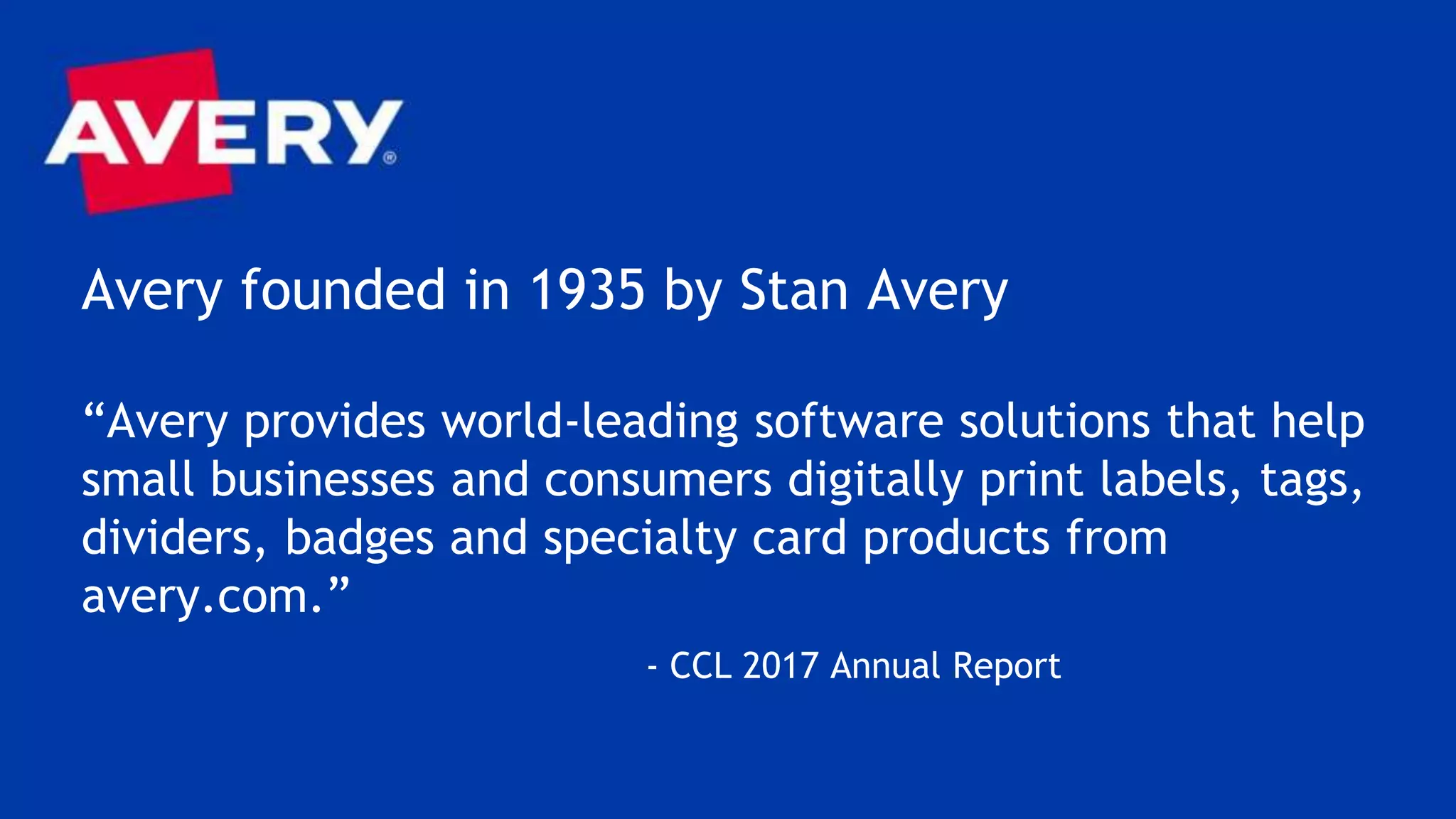 Avery’s Digital Transformation – New Products, New Technology [David ...