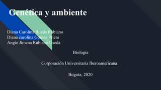 Genética y ambiente
Diana Carolina Rueda Rubiano
Diana carolina Gomez Prieto
Angie Jimena Rubiano Useda
Corporación Universitaria Iberoamericana
Biología
Bogota, 2020
 