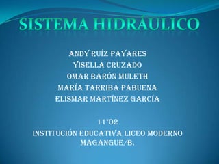 Andy Ruíz payares
Yisella cruzado
Omar barón muleth
María tarriba pabuena
Elismar Martínez García
11°02
Institución educat...