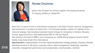 Senior Vice President for Human Capital in the leading Ukrainian
IT company SoftServe, Global HR
More than 15 years of wor...