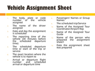 Tour Guide Assessment and Presentation,, | PPTX