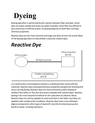 reactive dyes in dyeing  Slide 1