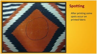 Spotting
After printing some
spots occur on
printed fabric
 