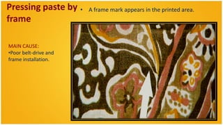 Pressing paste by      • A frame mark appears in the printed area.
frame

MAIN CAUSE:
•Poor belt-drive and
frame installation.
 