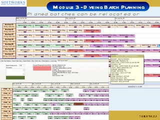 Slide # Planed batches can be relocated or shifted or hold as when necessary Module 3 - Dyeing Batch Planning 