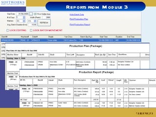 Slide # Reports from Module 3 
