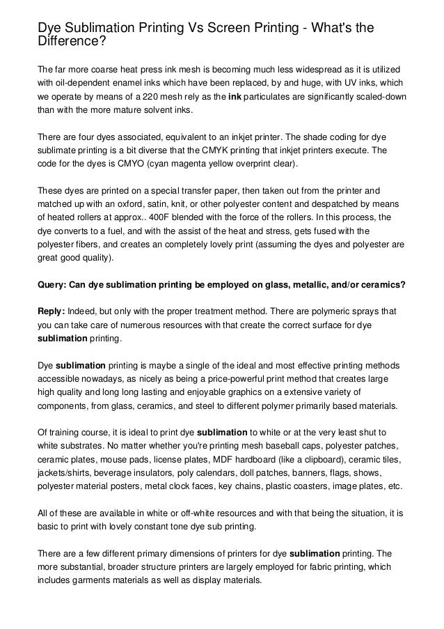 difference between sublimation printer and inkjet printer