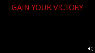 GAIN YOUR VICTORY
1. Hear Him Rev 1:10, 2:1,7
2. See Him 1:12, 2:1
3. Repent & Rethink 1:4-8, 2:4-5
4. Overcome 2:7, 11, 17, 26, 3:5, 12, 21
5. Reign with Jesus 3:21
 