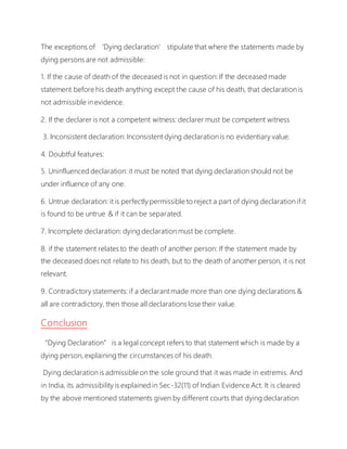 Death Declaration Note Dying declaration | DOCX