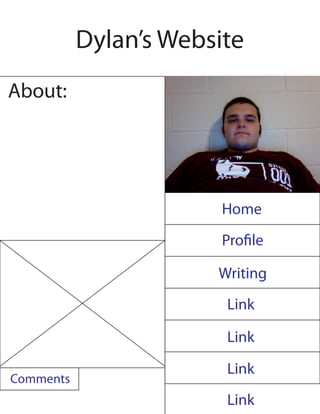 Dylan’s Website
About:




                        Home
                        Pro le

                       Writing
                        Link

                        Link

                        Link
Comments
                        Link
 