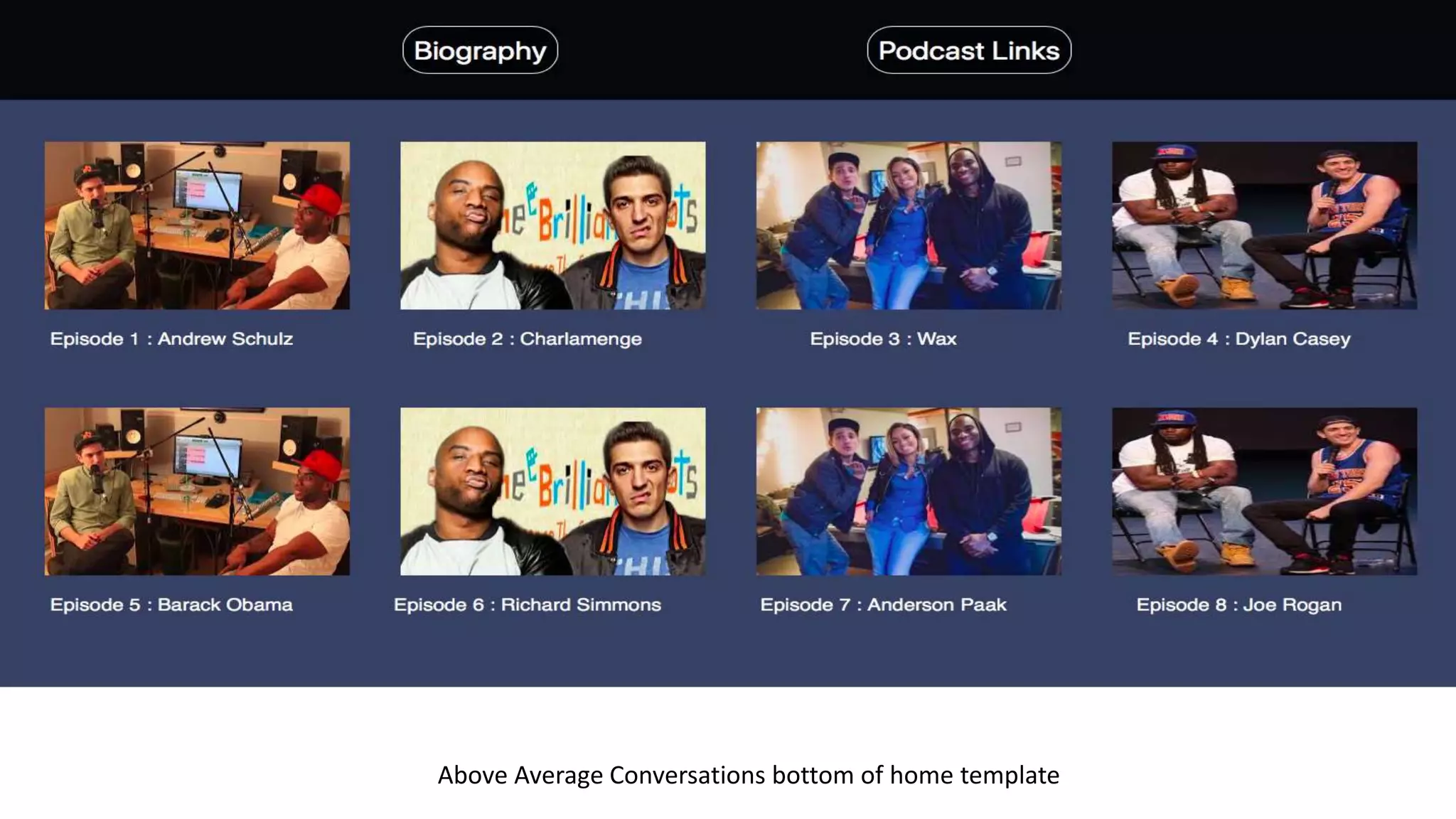 Above Average Conversations bottom of home template