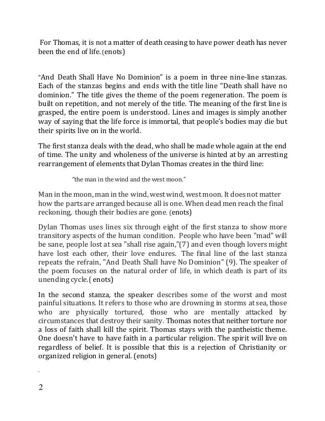 And Death Shall Have No Dominion Analysis Dylan thoman’s and death shall have no dominion. new vision of death