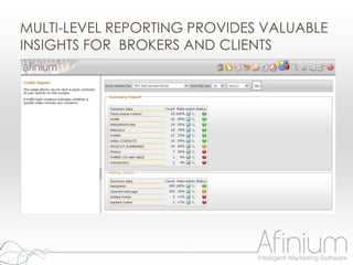 MULTI-LEVEL REPORTING PROVIDES VALUABLE
INSIGHTS FOR BROKERS AND CLIENTS
 
