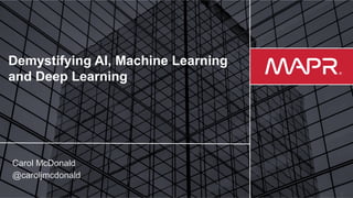 © 2017 MapR Technologies
Applying Machine Learning to IOT:
End to End Distributed Pipeline for Real-
Time Uber Data Using Apache APIs: Kafka,
Spark, HBase
Carol McDonald
@caroljmcdonald
 