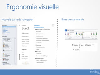 Ergonomie visuelle
Nouvelle barre de navigation   Barre de commande
 