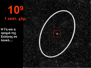 Η Γη και η
τροχιά της
Σελήνης σε
λευκό....
109
1 εκατ. χλμ.
 