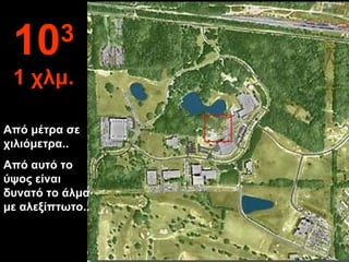 Από μέτρα σε
χιλιόμετρα..
Από αυτό το
ύψος είναι
δυνατό το άλμα
με αλεξίπτωτο..
103
1 χλμ.
 