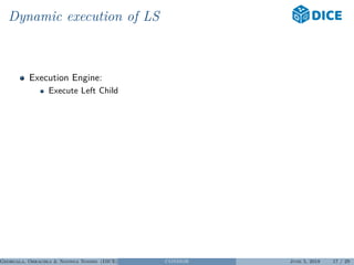 Dynamic execution of LS
Execution Engine:
Execute Left Child
Georgala, Obraczka & Ngonga Ngomo (DICE) CONDOR June 5, 2018 17 / 29
 