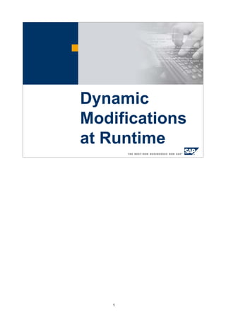 1
Dynamic
Modifications
at Runtime
 