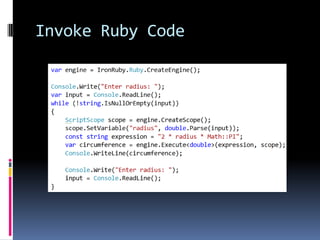 Invoke Ruby Code
 