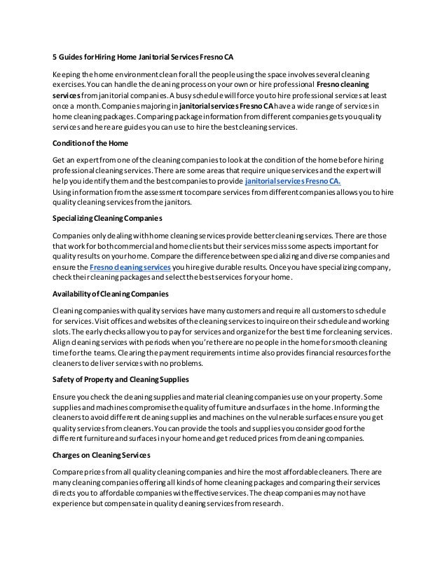 5 Guides for Hiring Home Janitorial Services Fresno CA