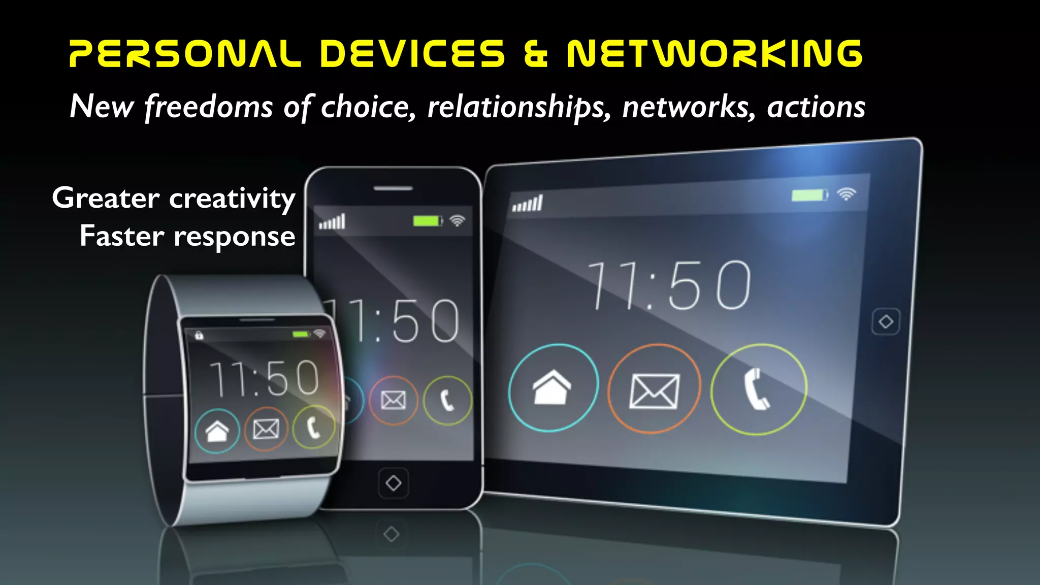PERSONAL  DEVICES  &  NETWORKING
New freedoms of choice, relationships, networks, actions
Greater creativity
Faster response
 