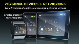 PERSONAL  DEVICES  &  NETWORKING
New freedoms of choice, relationships, networks, actions
Greater creativity
Faster response
 