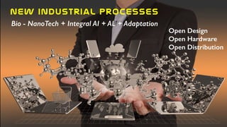 New  industrial  processes
Bio - NanoTech + Integral AI + AL + Adaptation
Open Design
Open Hardware
Open Distribution
 