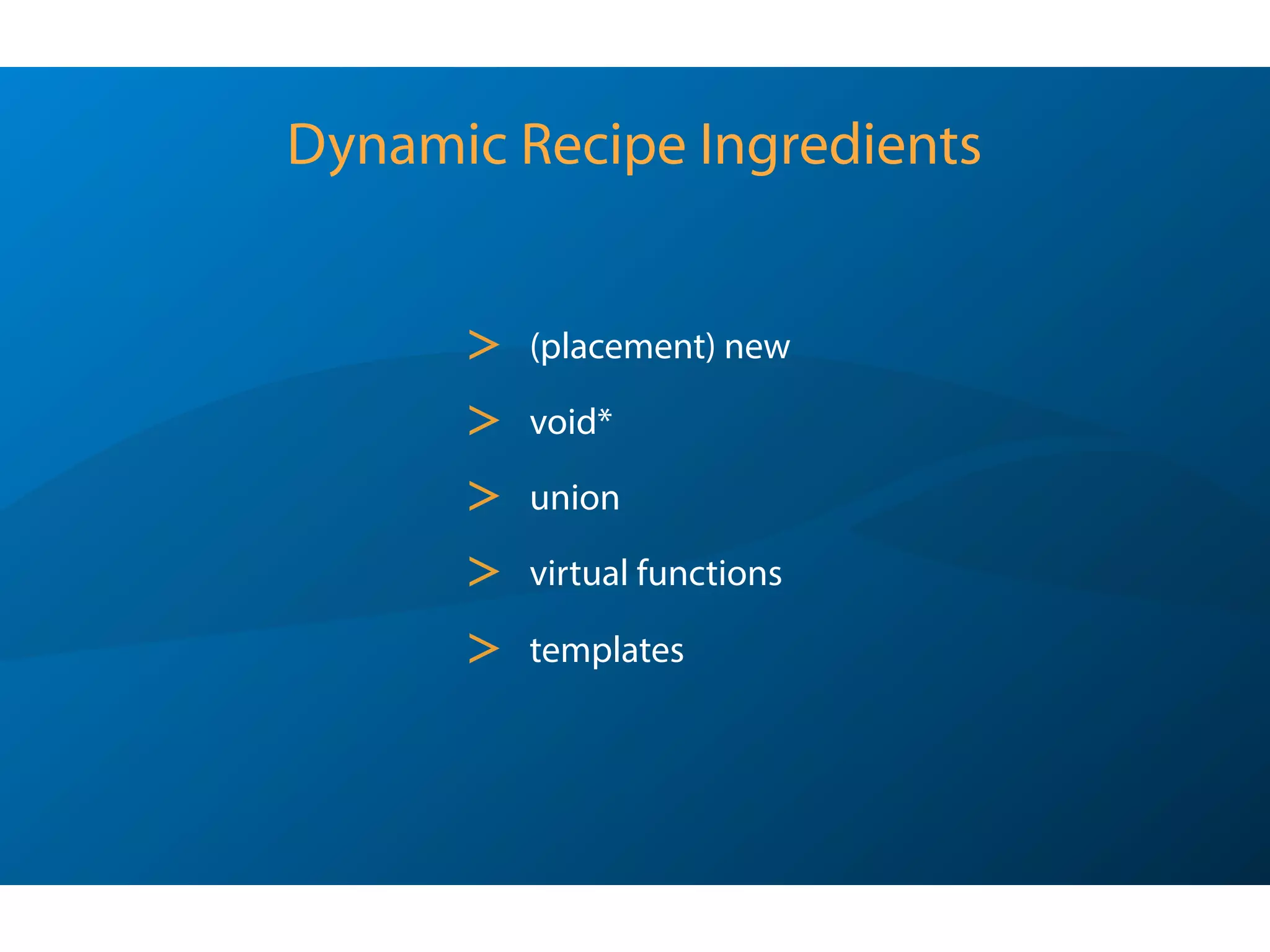 Statement stmt =
(session << "SELECT * FROM Simpsons", now);
RecordSet rs(stmt);
ostream& operator << (ostream &os,
const RecordSet& rs)
{
return rs.copy(os);
}
The Anatomy of the Solution
(step - by - step)
Sunday, October 7, 12
 