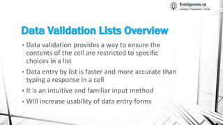Dynamic Data Validation Lists | PPT