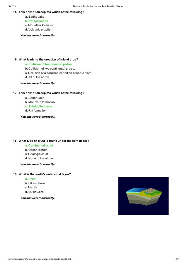images Dynamic Earth Interactive Answer Key dynamic earth assessment test results