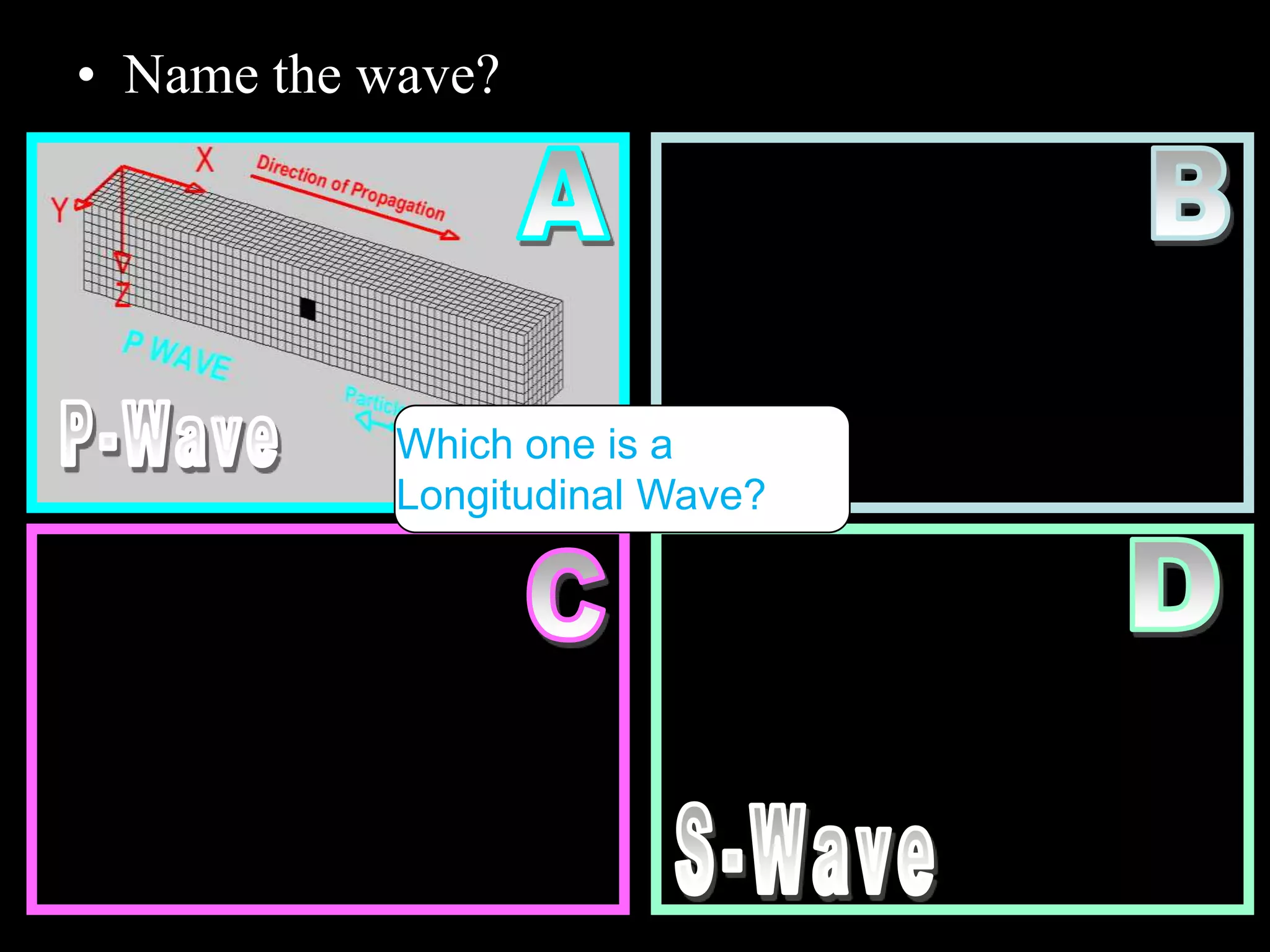 • Name the wave?
Which one is a
Longitudinal Wave?
 