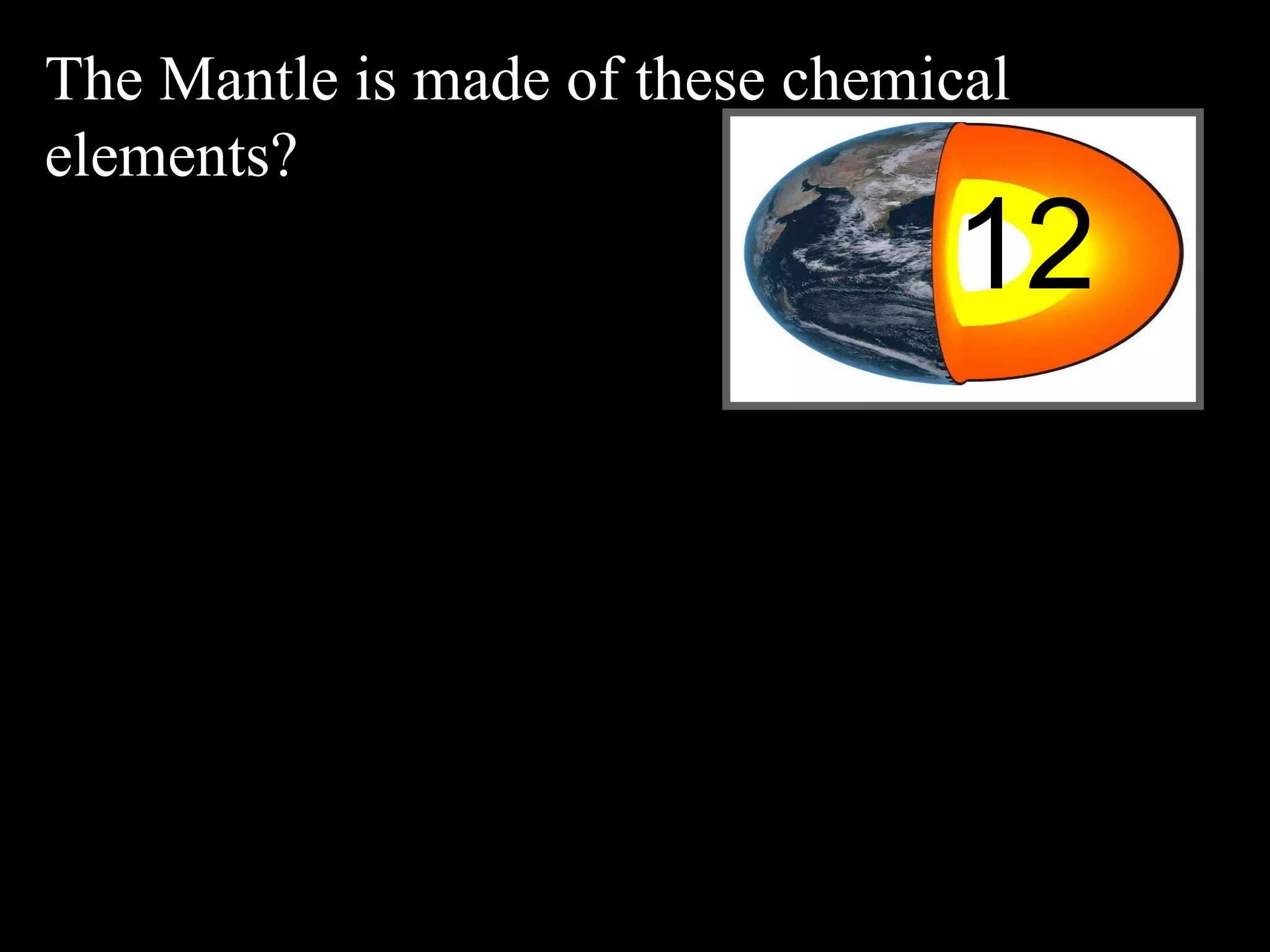The Mantle is made of these chemical
elements?
12
 