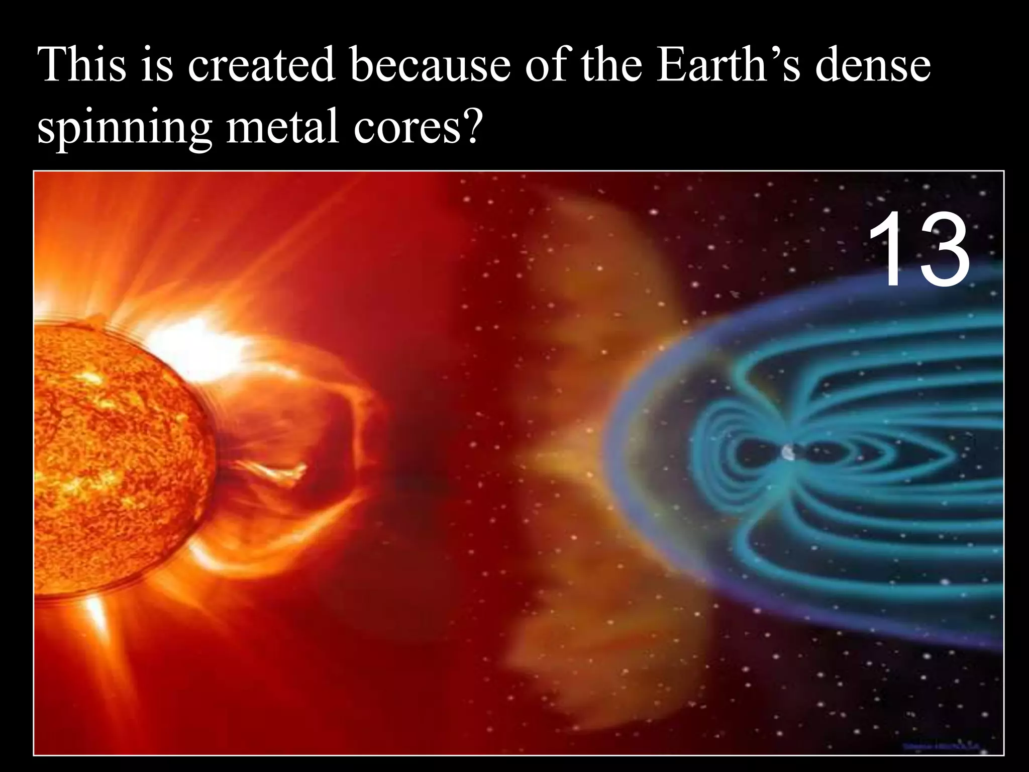 This is created because of the Earth’s dense
spinning metal cores?
13
 