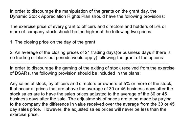 Employee stock options sars