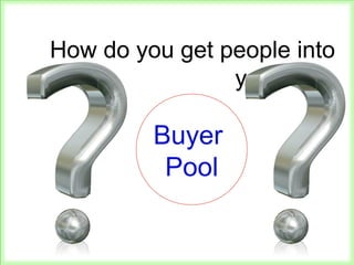 Buyer
Pool
How do you get people into
your
 
