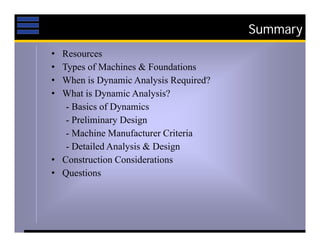 Paper Machine Dynamic Foundation Example Dynamic foundations presentation | PDF