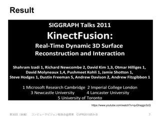 Result
第30回（後編） コンピュータビジョン勉強会@関東 CVPR2015読み会 7
https://www.youtube.com/watch?v=quGhaggn3cQ
 
