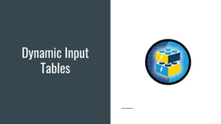 Dynamic Input
Tables
 