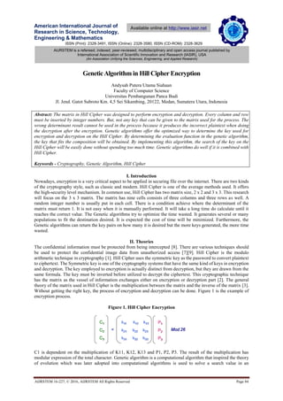 Genetic Algorithm in Hill Cipher Encryption | PDF