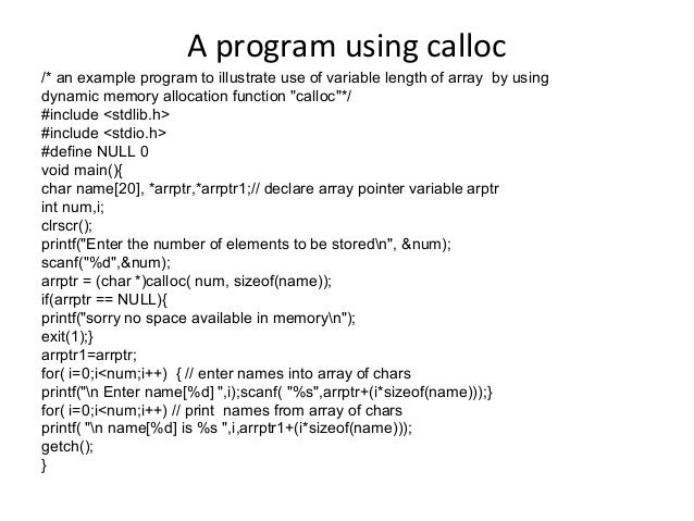 Dynamic memory allocation