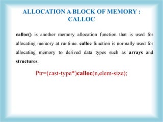 Dynamic memory allocation in c | PPT