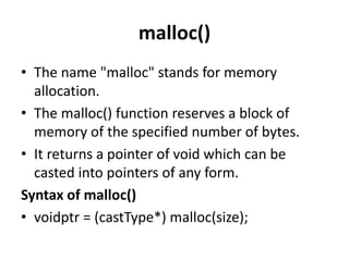 Dynamic memory allocation | PPTX