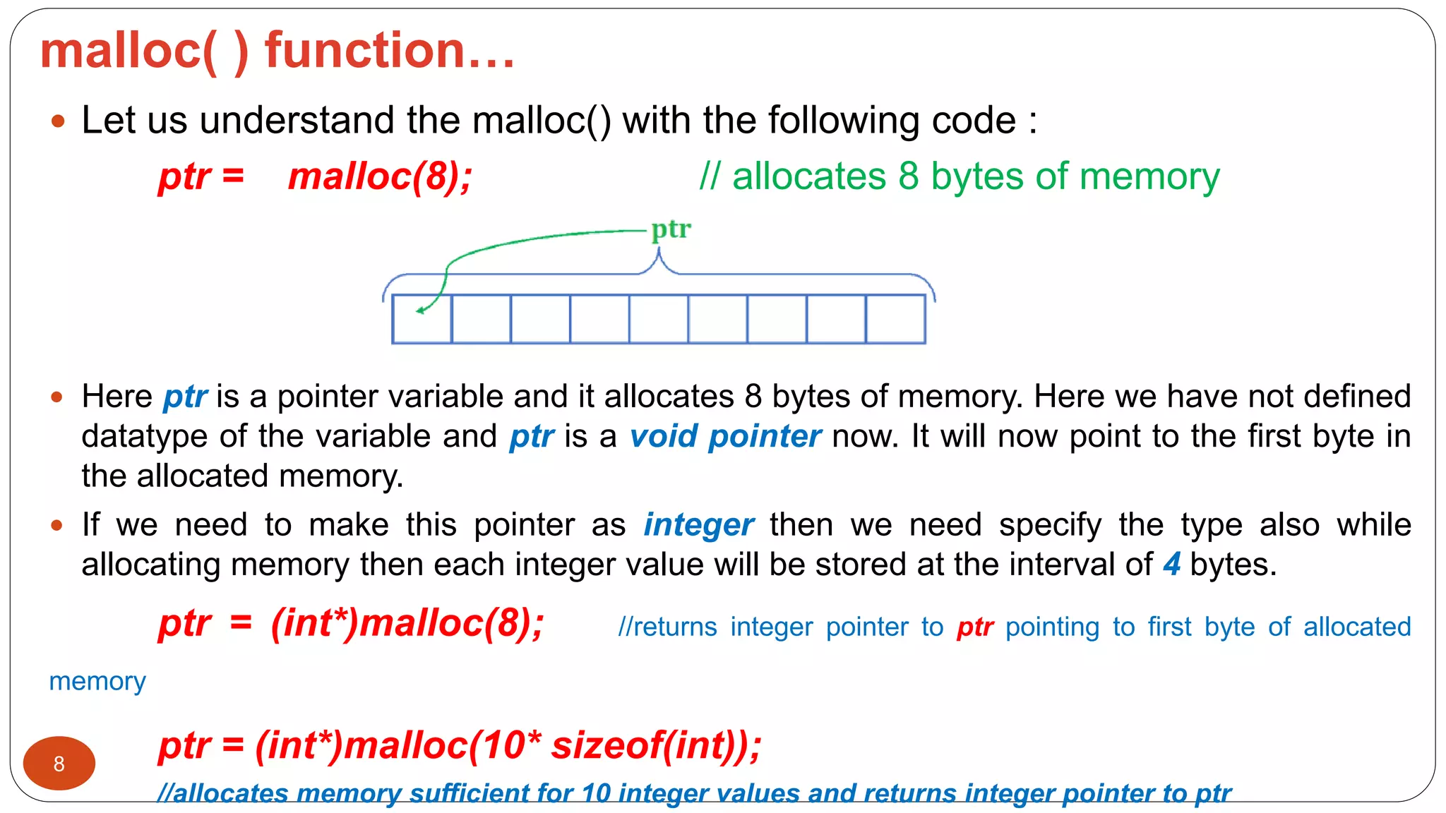 Dynamic Memory Allocation in C | PPT