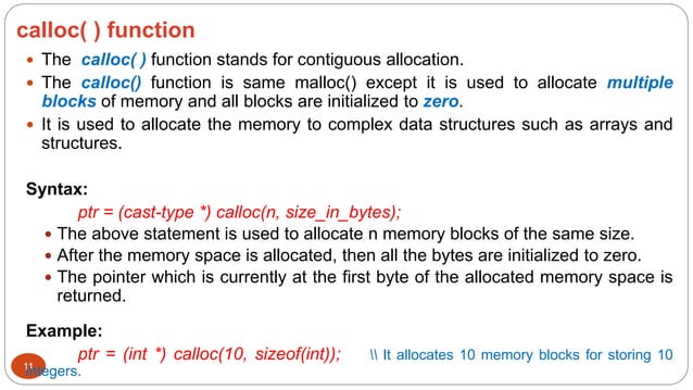 Dynamic Memory Allocation in C | PPTX