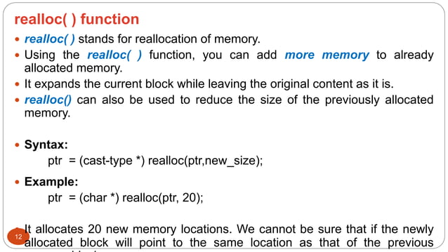 Dynamic Memory Allocation in C | PPTX