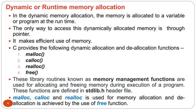 Dynamic Memory Allocation in C | PPTX