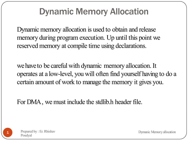 Dynamic Memory Allocation in C programming | PPT
