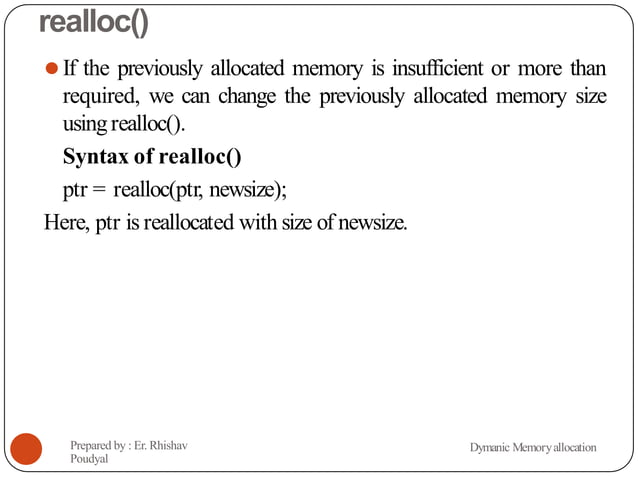 Dynamic Memory Allocation in C programming | PPT